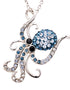 Sterling Silver Octopus Necklace with Blue Crystals