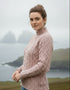 Super Soft Funnel Neck Aran Sweater | Pink