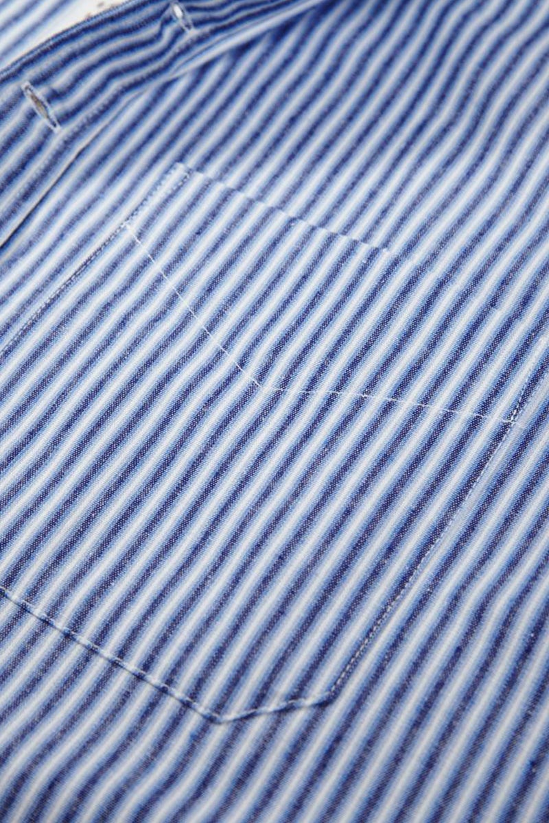 Lee Valley Cotton Grandfather Shirt | Blue Stripe