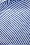 Mens Vintage Blue Stripe Cotton Grandfather Shirt