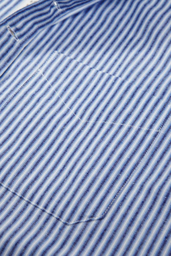 Lee Valley Cotton Grandfather Shirt | Blue Stripe