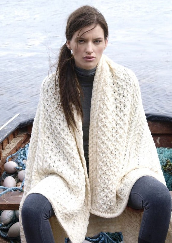 Aran Natural Honeycomb Wool Throw