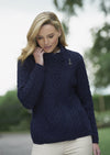 Aran Shannon Side Zip Cardigan - Navy