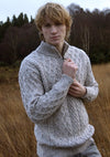 Aran Men's Oatmeal Merino Wool Half Zip Sweater