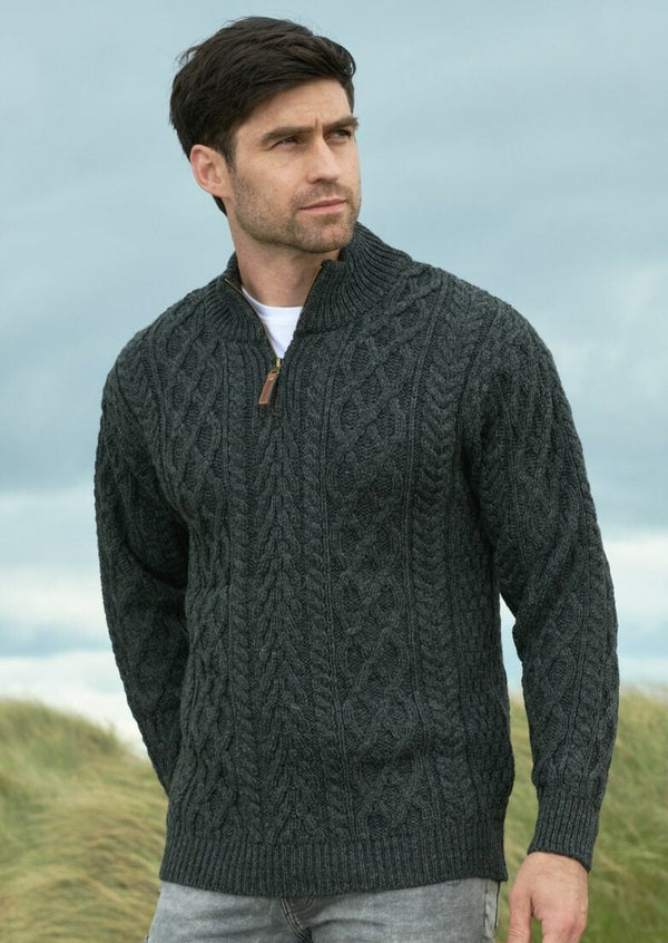 Aran Crafts Donegal Half Zip Aran Sweater