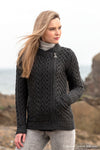 Aran Heart Design Zip Charcoal Cardigan