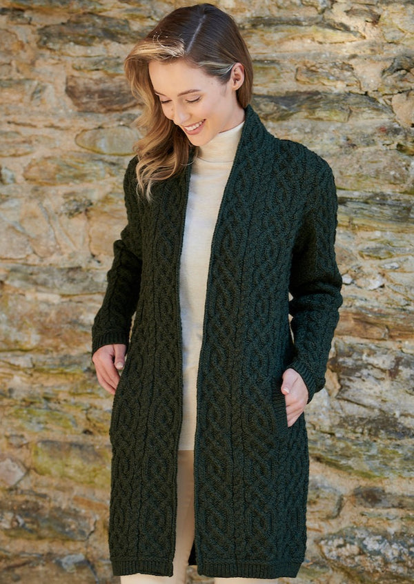 Aran Crafts Celtic Braid Green Coat