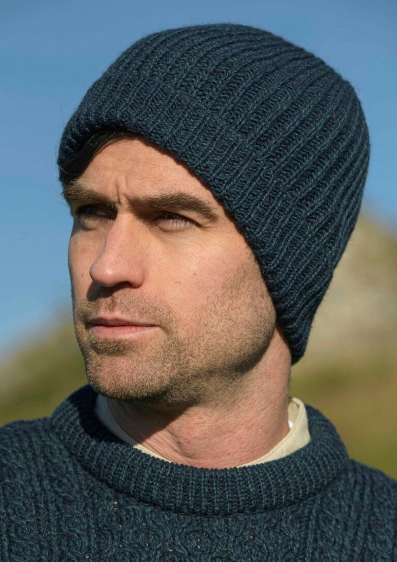 Navy Mix Ribbed Beanie Hat