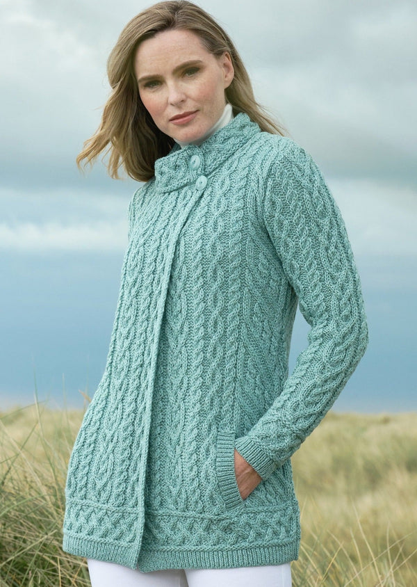 Meath Side Button Mermaid Aran Cardigan