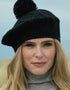 Black Aran Crafts Merino Wool Beret Hat