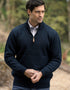 Aran Wool Half Zip Sweater | Black Watch Tartan | Irish Knitwear