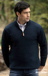 Aran Crafts Wool Half Zip Sweater | Blackwatch