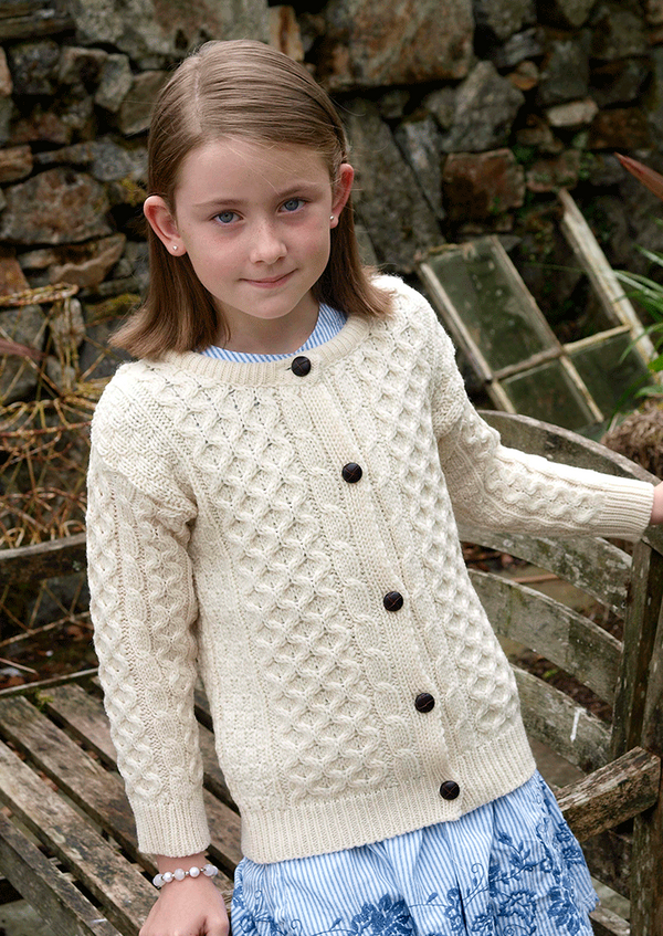 Kids Aran Cardigan | Natural