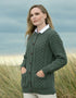 Aran Crafts Lumber Cardigan | Green