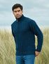 Men's Donegal Wool Half Zip Sweater - Blue | 100% Irish Wool