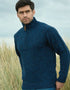 Men's Donegal Wool Half Zip Sweater - Blue | 100% Irish Wool