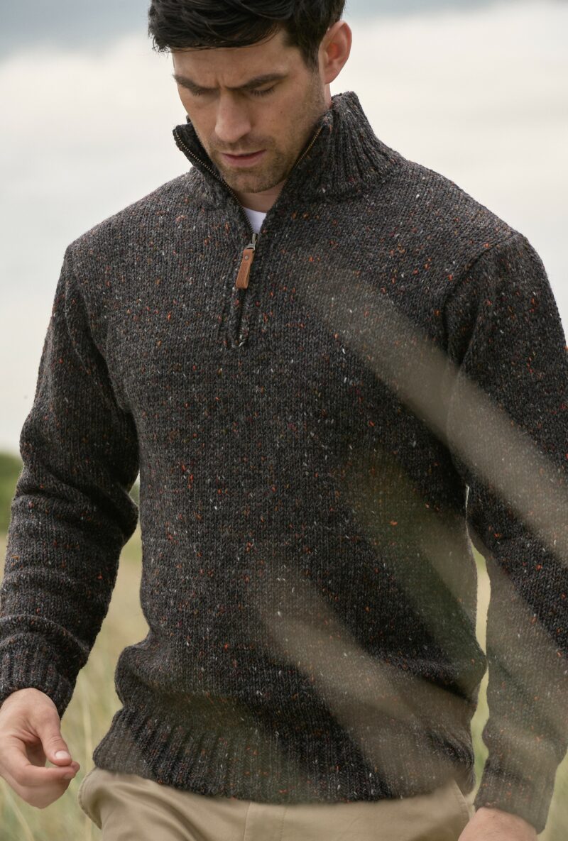 Donegal Wool Mens Half Zip Sweater