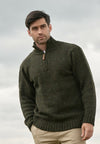 Donegal Wool Mens Half Zip Green Sweater