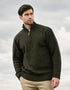 Men's Donegal Wool Half Zip Sweater - Green | 100% Irish Wool