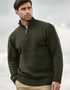 Men's Donegal Wool Half Zip Sweater - Green | 100% Irish Wool