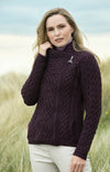 Aran Shannon Side Zip Cardigan - Damson