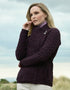 Aran Shannon Side Zip Cardigan - Damson