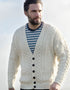 Aran V-Neck Cardigan | 100% Merino Wool | Natural