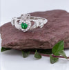 Solvar Silver Green Heart Claddagh Ring