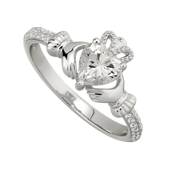 April Claddagh Birthstone Ring 