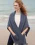 Women's Merino Wool Aran Pocket Shawl | Denim | Made in Ireland