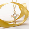 14k Gold Diamond Emerald Claddagh Pendant