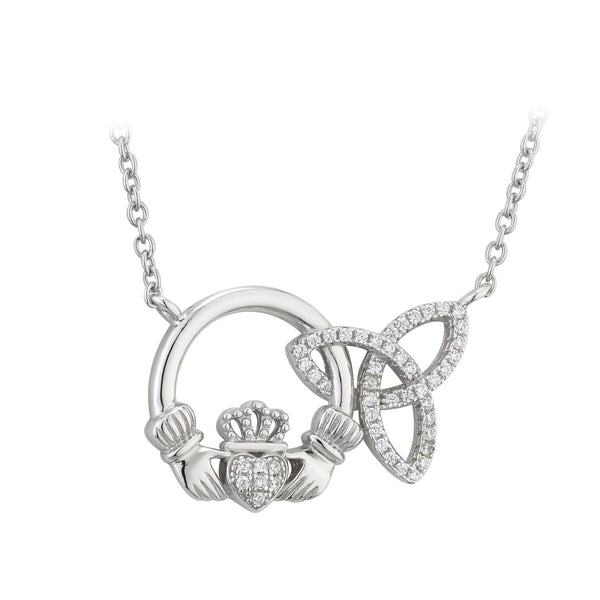 Silver Interlocking Claddagh Trinity Knot Pendant