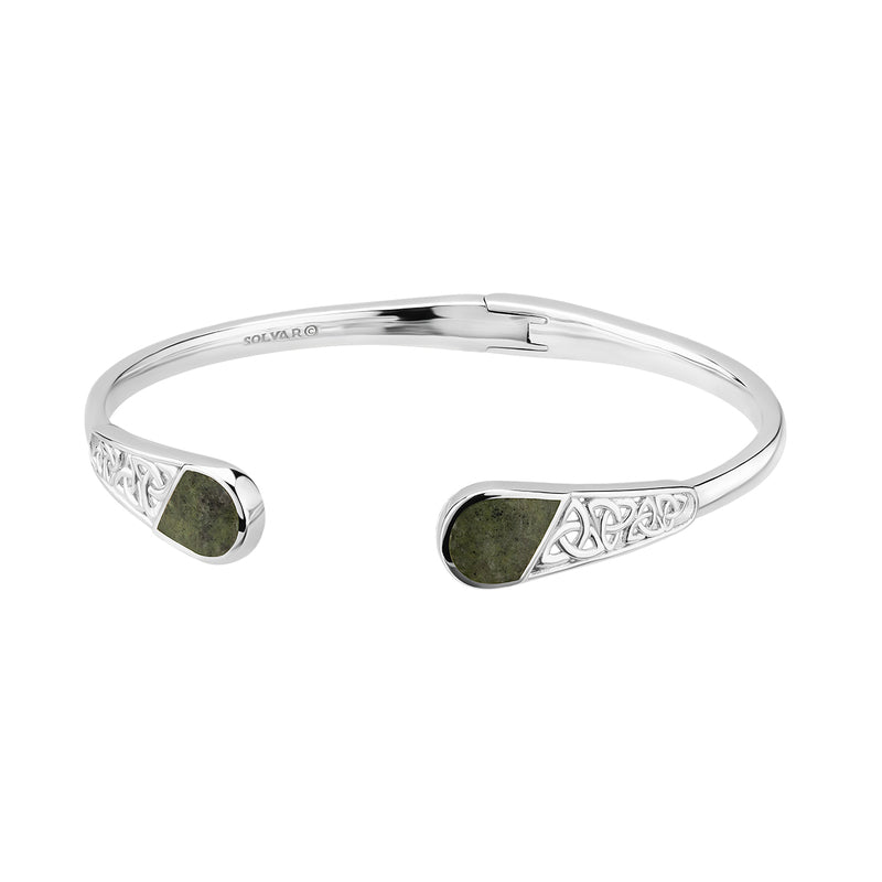 Solvar Connemara Marble Trinity Knot Hinged Bangle