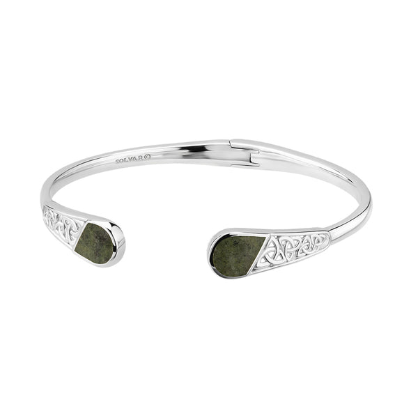 Solvar Connemara Marble Trinity Knot Hinged Bangle