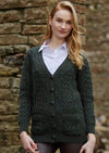 Aran Crafts Adare Boyfriend Cardigan | Green