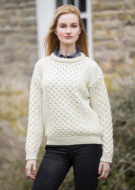Ladies Aran Crew Neck Sweater