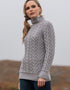 Aran Crafts Hearts High Neck Sweater | Grey