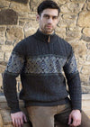 Aran Jacquard Celtic Irish Half Zip Sweater