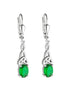 Boucles d'oreilles Trinity argentées et vertes en zircon cubique