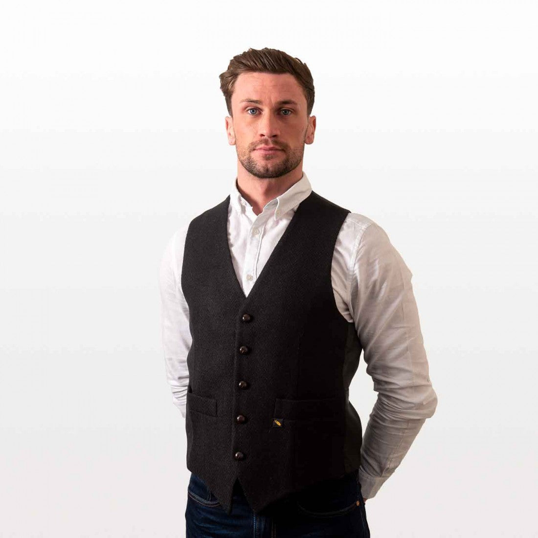 Donegal Tweed Black Waistcoat