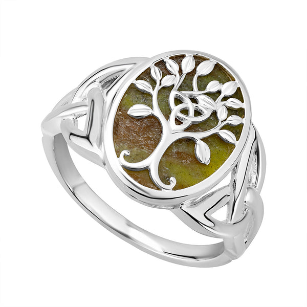 Silver Connemara Marble Tree Of Life Ring