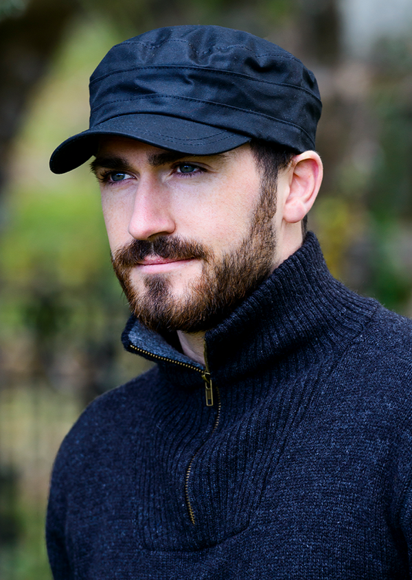 Mucros Black Wax Fishermans Cap - Skellig Gift Store