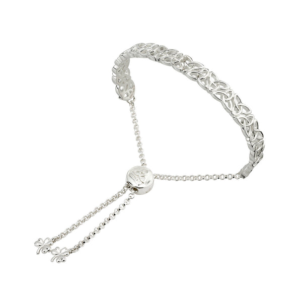Silver Trinity Knot Draw String Bangle