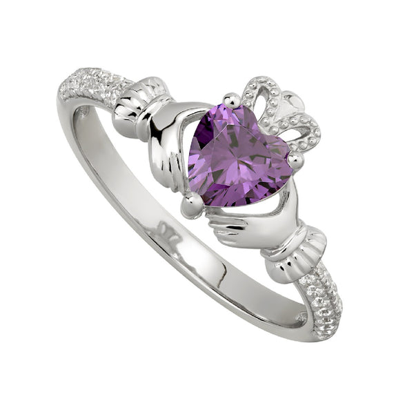 February Birthstone Claddagh Ring