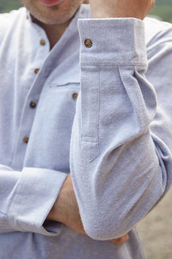 Lee Valley Flannel Grandfather Shirt | Solid Blue