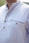 Lee Valley Flannel Grandfather Shirt | Solid Blue