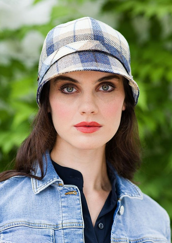 Murcos Blue Check Flapper Hat