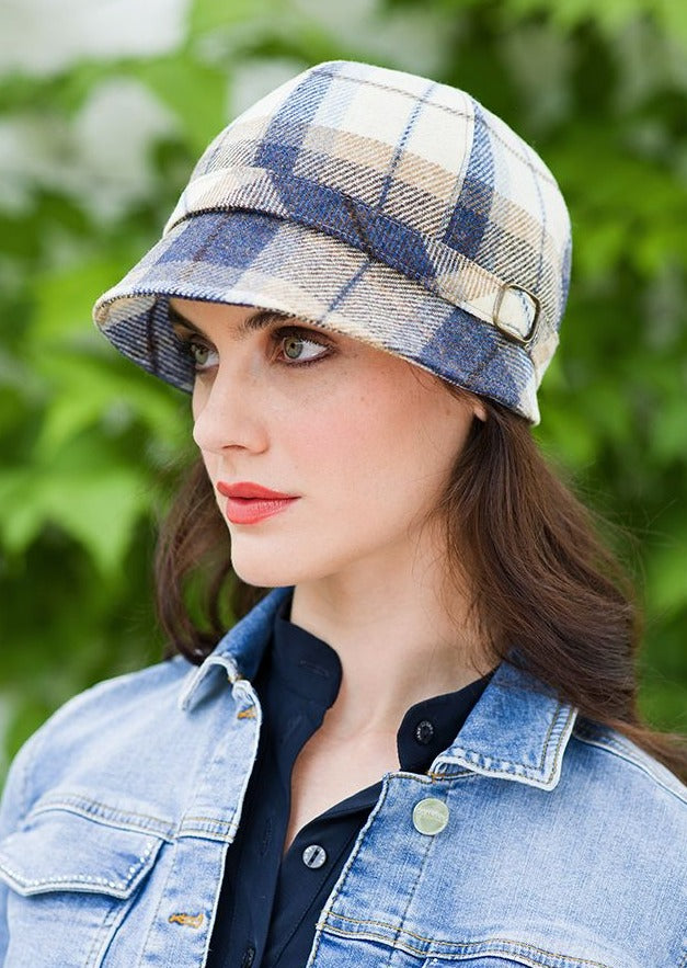 Murcos Blue Check Flapper Hat