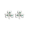 14K White Gold Emerald Shamrock Earrings
