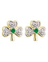 14K Gold Diamond & Emerald Shamrock Stud Earrings